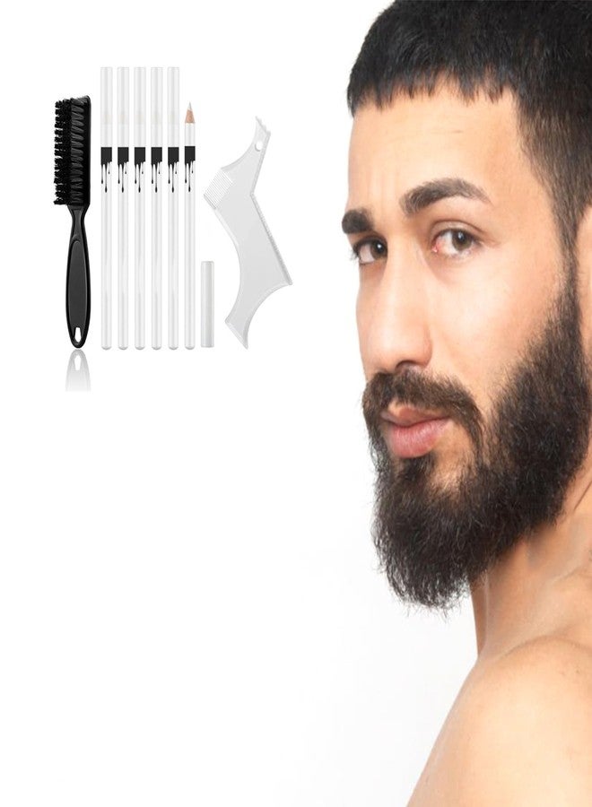 CYRYLC White Barber Pencil Set - Edge Hairline Razor Trace Pencils Beard Guide Beard Hairline and Beard Shaping Pencils,with Sharpener Ruler Brush for Men - Image 4